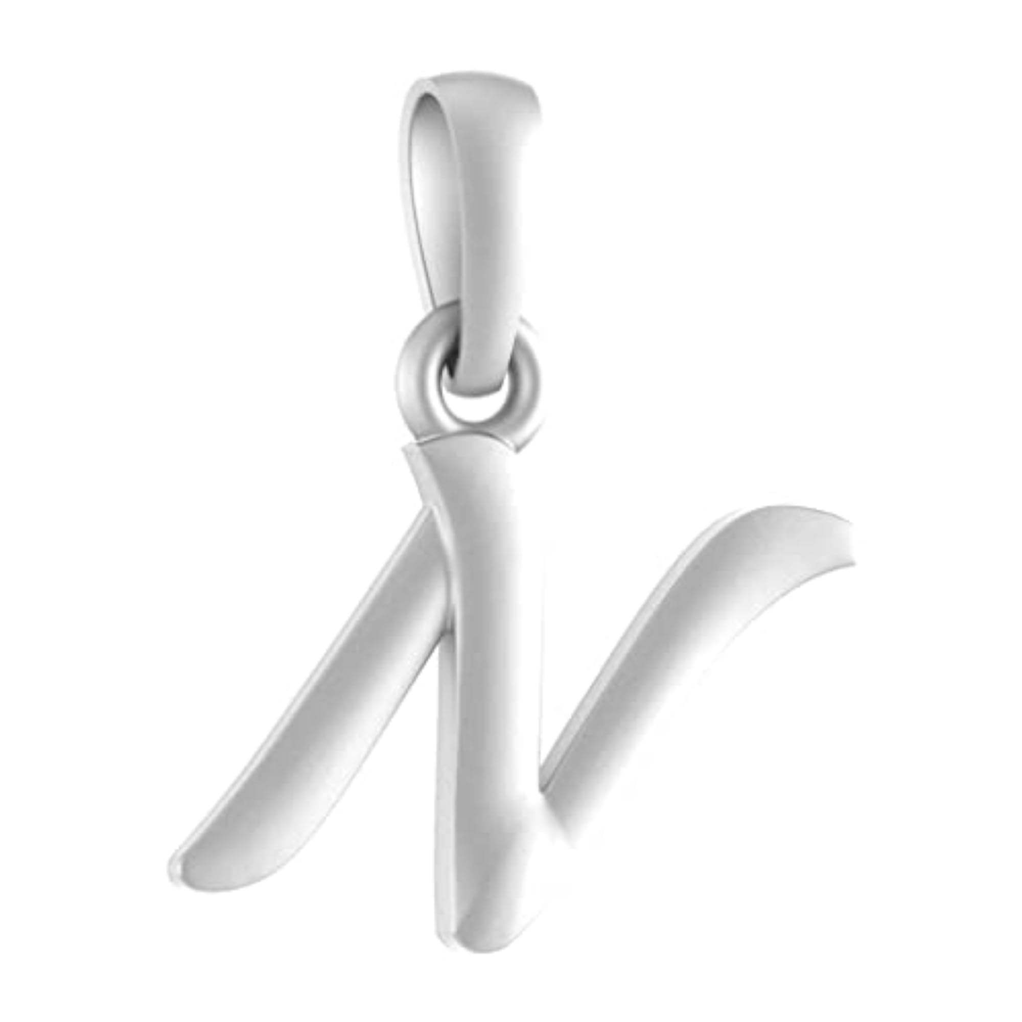 Sterling Silver N Alphabet Chain Pendant Necklace, Designer
